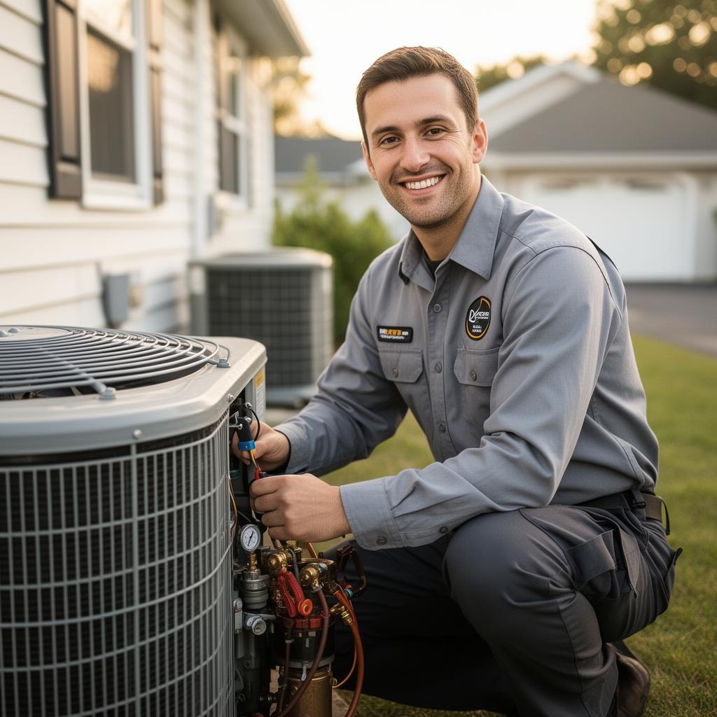 HVAC technician performing maintenance — Homets Air & Heat