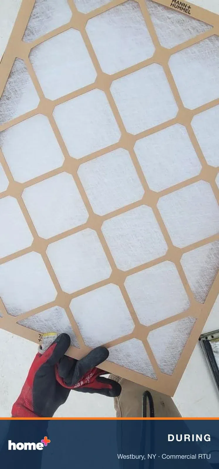 In with the new: a clean 20x25 replacement filter, ready to go into the rack.